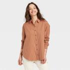 Women's Long Sleeve Oversized Button-down Shirt - Universal Thread Tan