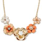 Distributed By Target Women's Statement Short Necklace W/ Enamel Flowers - Multi/gold