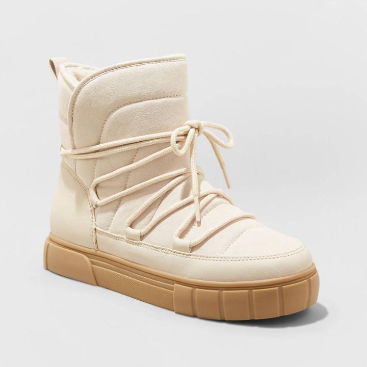 Women's Erika Lace-up Boots - A New Day Bone