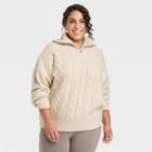 Women's Plus Size Quarter Zip Sweater - A New Day Cream