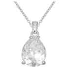 Distributed By Target Women's Pear Shaped Cubic Zirconia Pendant On Sterling Silver Cable Chain - Clear/silver