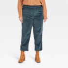 Women's Plus Size High-rise Vintage Corduroy Straight Jeans - Universal Thread Teal Blue