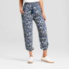 Women's Floral Print Cuffed Hem Pants - Xhilaration Teal (blue)