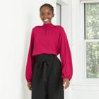 Women's Long Sleeve Blouse - A New Day Dark Pink