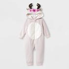 Baby Girls' Floral Reindeer Hooded Romper - Cat & Jack Light Pink Newborn, Girl's