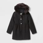 Girls' Faux Fur Lined Hooded Jacket - Cat & Jack Black
