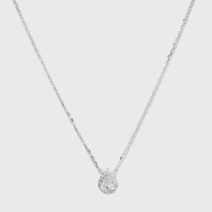 Sterling Silver Teardrop Cubic Zirconia Halo Station Necklace - A New Day