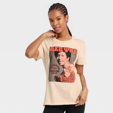 Women's Aretha Franklin Short Sleeve Graphic T-shirt - Tan