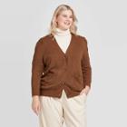 Women's Plus Size Puff Long Sleeve Cardigan - Who What Wear Brown 1x, Women's,