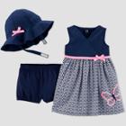 Baby Girls' 2pc Butterfly Embroidered Dress Set - Just One You Made By Carter's Navy Newborn, Girl's, Blue
