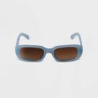 Women's Narrow Rectangle Sunglasses - A New Day Blue