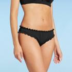 Shade & Shore Women's Ribbed Ruffle Cheeky Bikini Bottom - Shade &