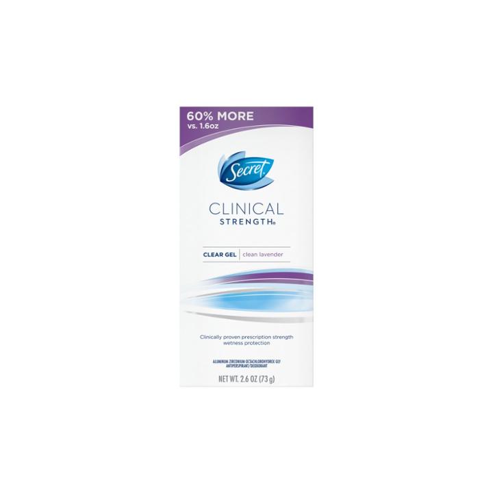 Secret Clinical Strength Antiperspirant And Deodorant For Women Clear Gel Clean Lavender