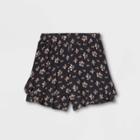 Girls' Floral Ruffle Pull-on Shorts - Art Class Black