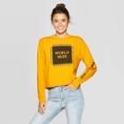 Women's World Wide Cropped Long Sleeve T-shirt - Mighty Fine (juniors') - Mustard