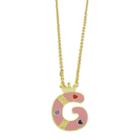 Ellen 18k Gold Overlay Enamel Initial Pendant 'g' - Pink, Girl's, G
