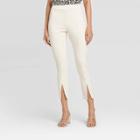Women's Mid-rise Pull-on Split Front Skinny Pants - Who What Wear Cream Xs, Women's, Ivory