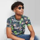 Men's Animal Print Short Sleeve Crew Neck T-shirt - Original Use Navy Xs,
