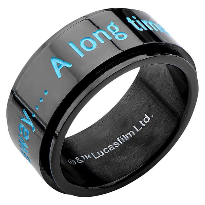 Men's Star Wars A Long Time Ago In A Galaxy Farfar Away Stainless Steel Spinner Ring,