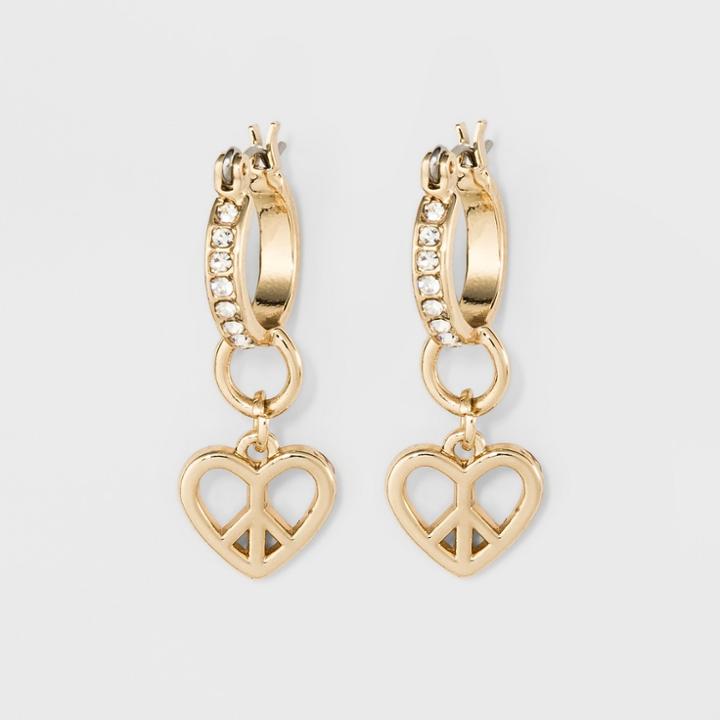 Charm Heart Peace Hoop Earrings - Wild Fable Bold Gold
