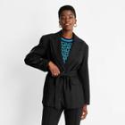 Women's Tie-front Blazer - Future Collective With Kahlana Barfield Brown Black Xxs