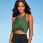 Women's Longline Twist Bikini Top - Kona Sol Dark Green D/dd Cup