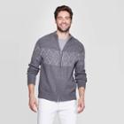 Men's Argyle Casual Fit Long Sleeve Fairisle Holiday Cardigan - Goodfellow & Co Gray M, Men's,