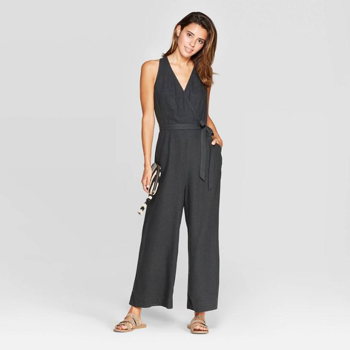 Women's Sleeveless V-neck Jumpsuit - Universal Thread Black