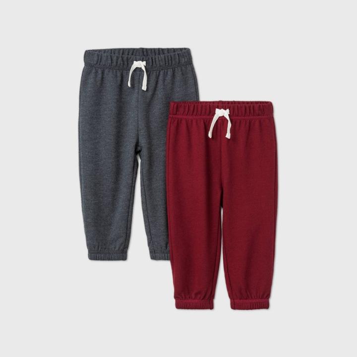Baby Boys' 2pk Jogger Pants - Cat & Jack Charcoal Gray Newborn