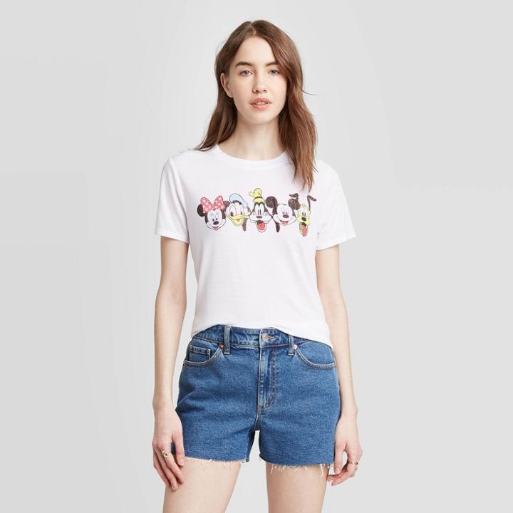 Women's Disney Mickey And Friends Short Sleeve Graphic T-shirt (juniors') - White