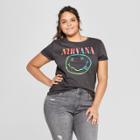 Merch Traffic Women's Nirvana Neon Smile Plus Size Short Sleeve Boyfriend Cropped Graphic T-shirt - (juniors') Black