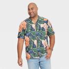 Men's Tall Floral Print Standard Fit Camp Collar Short Sleeve Button-down Shirt - Goodfellow & Co Green