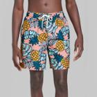 Men's 7 Elastic Waist Fruit Punch Swim Shorts - Original Use Coral Pink