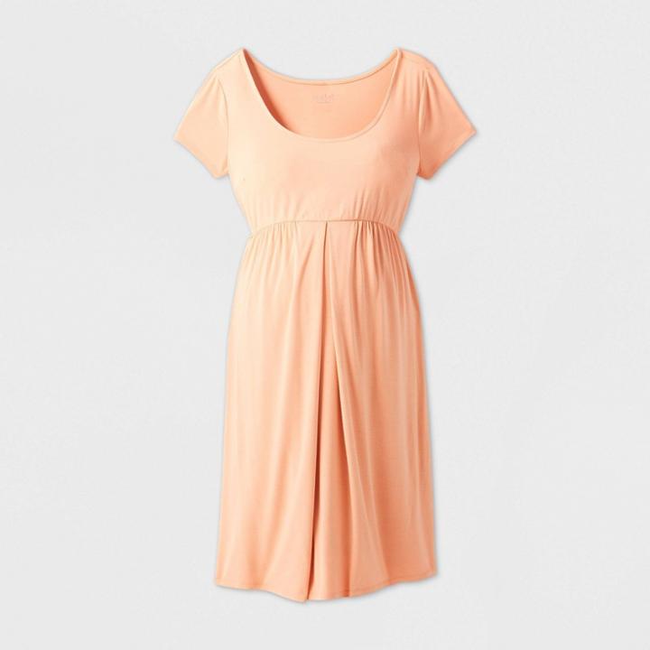 Maternity Short Sleeve A-line T-shirt Dress - Isabel Maternity By Ingrid & Isabel Coral