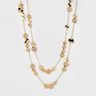 Wavy Disc Long Station Necklace - A New Day Gold, Women's