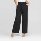 Women's Regular Fit High-rise Tie Waist Wide Leg Pants - A New Day Black