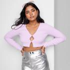 Women's Fuzzy Fitted Cropped Cardigan - Wild Fable Light Violet Xs,