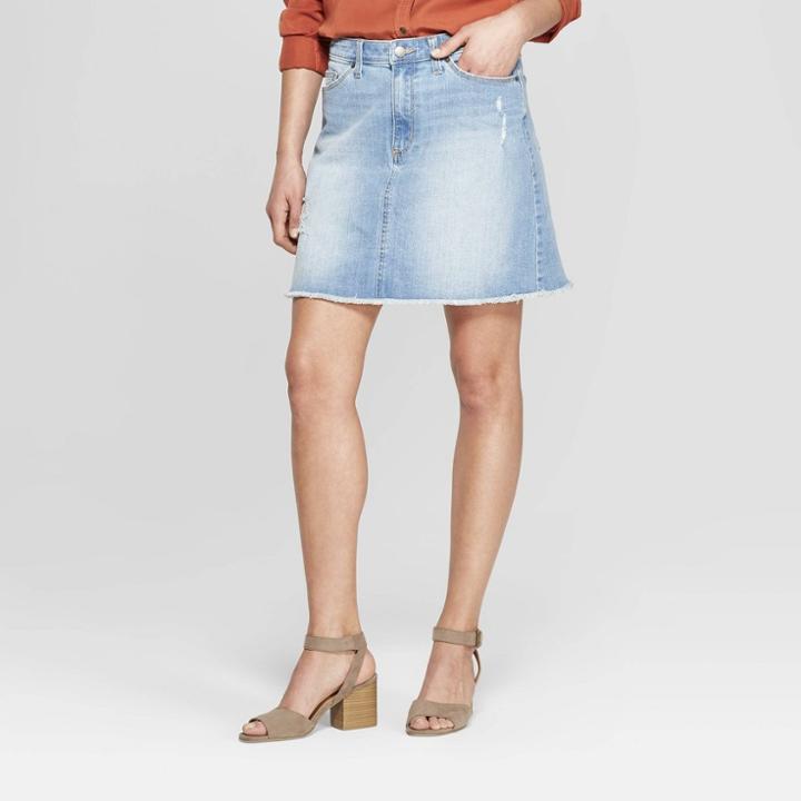 Women's Destructed Denim Mini Skirt - Universal Thread