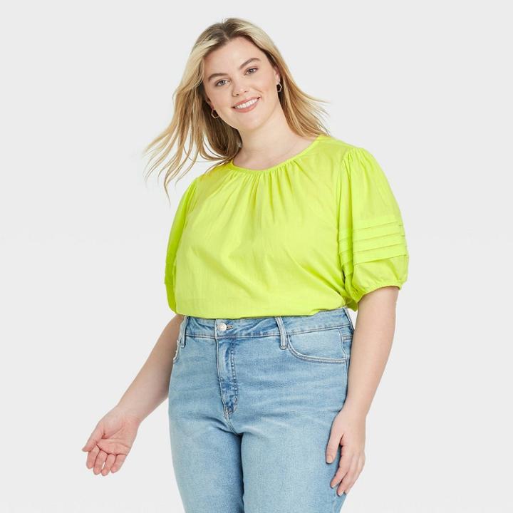 Women's Plus Size Long Sleeve Pleated Blouse - Ava & Viv