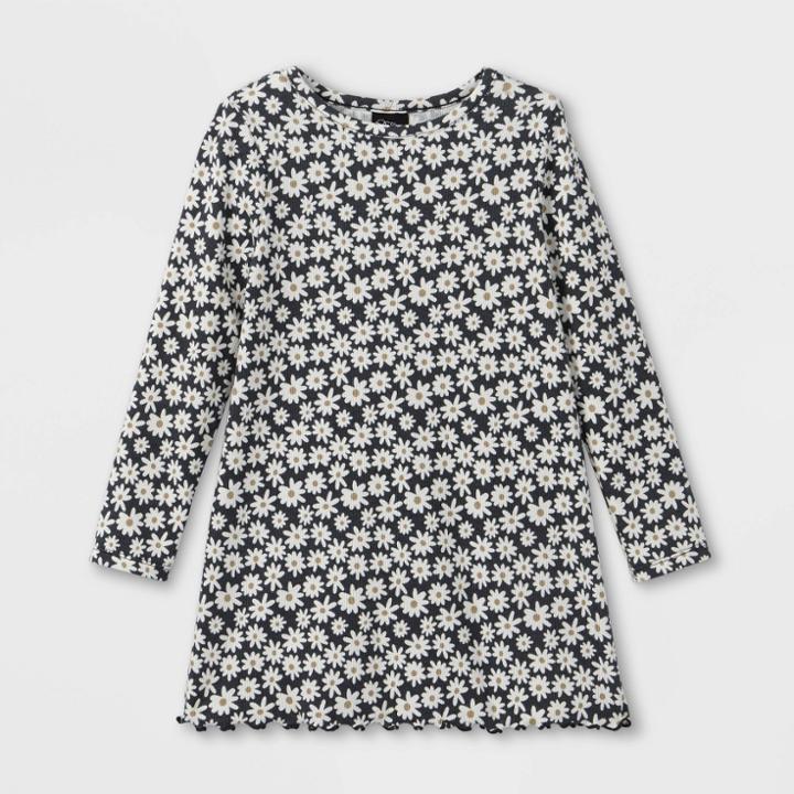 Toddler Girls' Ribbed Long Sleeve Dress - Art Class Black