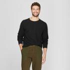 Men's Standard Fit Long Sleeve Textured Crew Neck Shirt - Goodfellow & Co Black