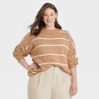 Women's Plus Size Slouchy Mock Turtleneck Pullover Sweater - A New Day Camel