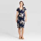 Maternity Floral Print Short Sleeve T-shirt Midi Dress - Isabel Maternity By Ingrid & Isabel Navy Xs, Women's, Blue