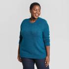 Women's Plus Size Crewneck Pullover Sweater - Ava & Viv Teal X, Blue