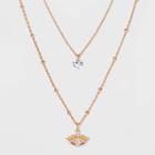 No Brand Two Row Evil Eye Cubic Zirconia Necklace - Gold