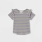 Toddler Girls' Striped Rib Short Sleeve T-shirt - Cat & Jack Light Green