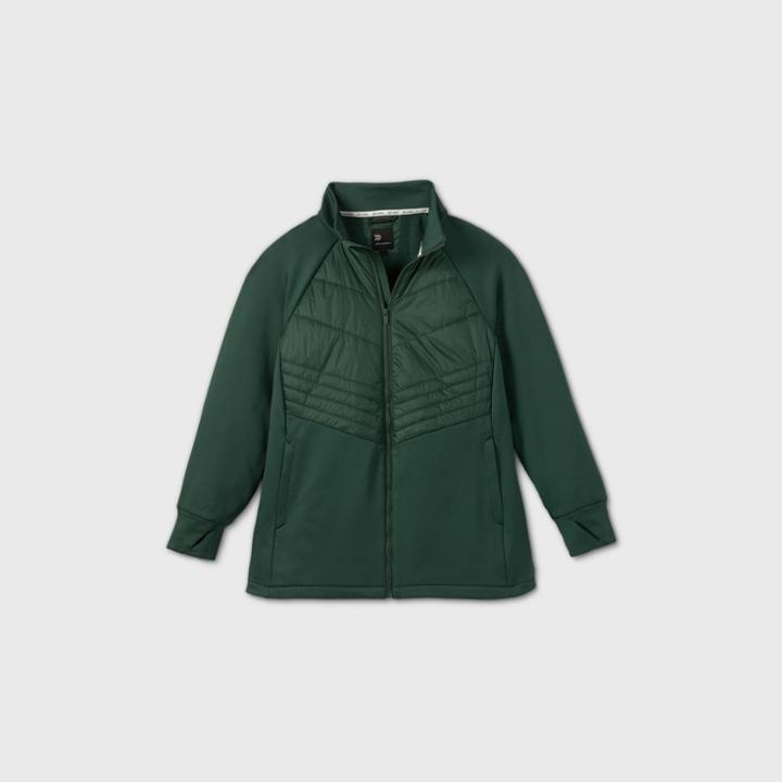 Women's Plus Size Hybrid Puffer Jacket - All In Motion Dark Green
