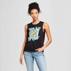 Tmnt Women's Teenage Mutant Ninja Turtles Too Lit To Quit Graphic Muscle Tank - Black