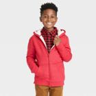 Boys' Faux Shearling Lined Zip-up French Terry Hoodie - Cat & Jack Red