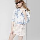 Women's Long Sleeve Bleached Button-down Denim Jacket - Wild Fable Medium Wash